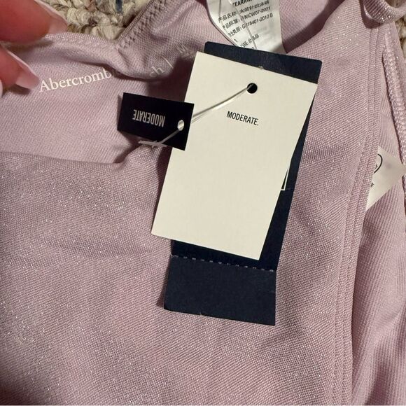 NWT Abercrombie & Fitch Purple Shimmer Asymmetrical String Bikini- Size Medium - Picture 7 of 12